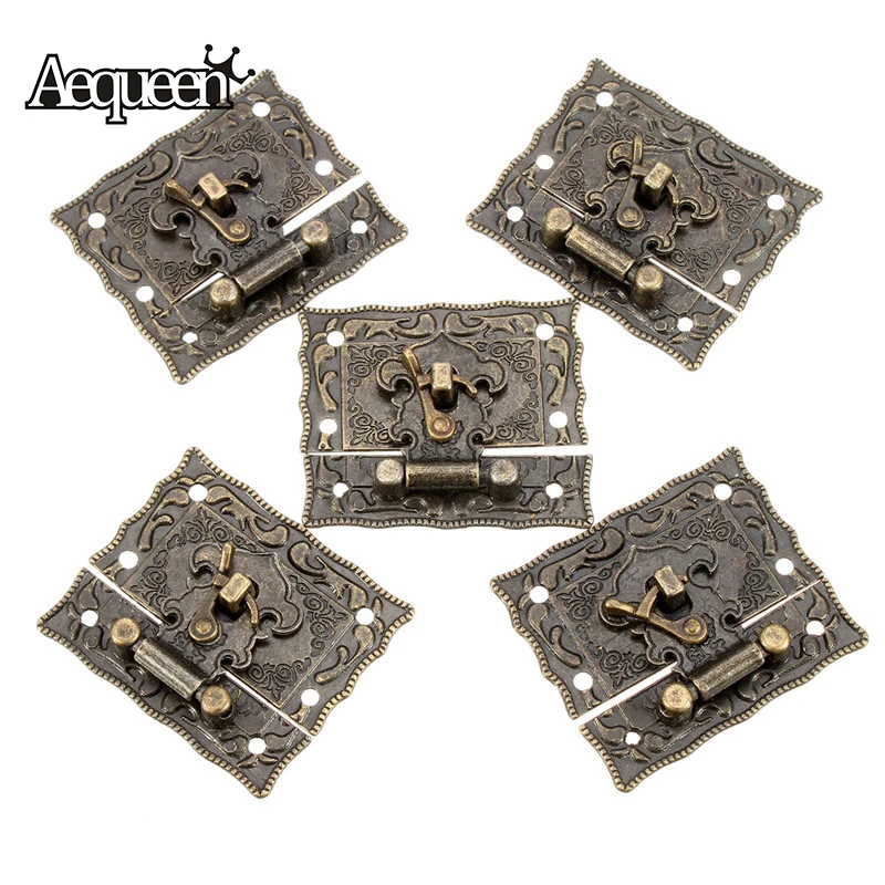

AEQUEEN 5pcs/Sets Bronze Lock for Box Vintage Metal Buckles Tone DIY Bag Twist Lock Clasp Turn Lock Closure Hasp with Screws