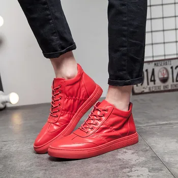 

New Autumn Winter Men Shoes High-top Casua Shoes Men Breathable Laces Pu Leather Boots Men Flat Shoes Zapatos Hombre Size28-62