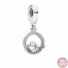 Мягкие розовые кристаллы Ясно CZ матери и ребенка птица качает шарики для самостоятельного изготовления ювелирных изделий Fit Подвески Пандора Серебро 925 первоначально FL732