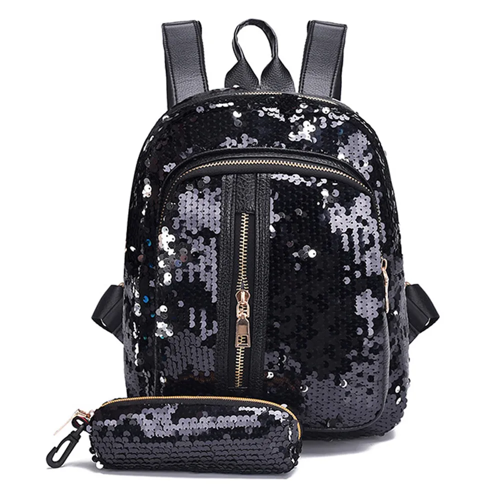 2 шт./компл., блестящий рюкзак с блестками для подростков, ученические рюкзаки для девочек, школьная сумка с пеналом, клатч# G3 - Цвет: 1