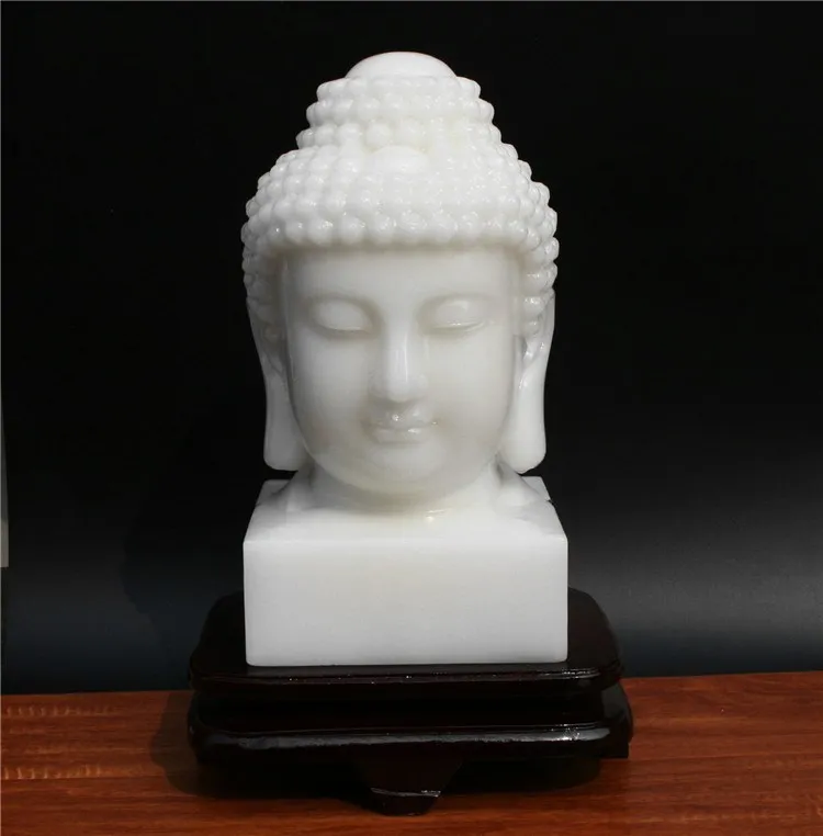 2800 GOOD white jade Buddha statue HOME family efficacious Protection