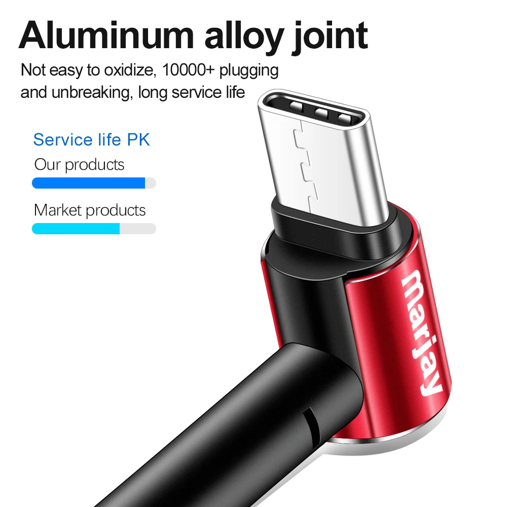 Marjay USB نوع C كابل لسامسونج S10 S9 S8 A50 Xiaomi Redmi ملاحظة 7 سريع شحن USB-C شاحن المحمول الهاتف USBC نوع-C كابل