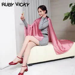 RUBY VICKY модный роскошный бренд шарф женский шелковый шарф женские шарфы мягкие платки однотонная цветная бандана