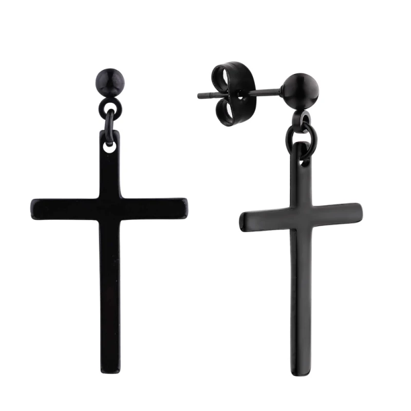 

Cross Unisex Gothic Piercing Gold Siver Black Women Man Drop Earrings Hot Sale Punk Rock Stainless Steel Dangle Jewelry Gift