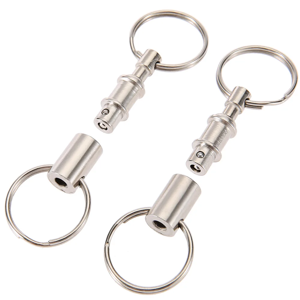 2pcs Dual Detachable Key Ring Snap Lock Holder Pull apart Keychain Removable Keyring Snap Lock