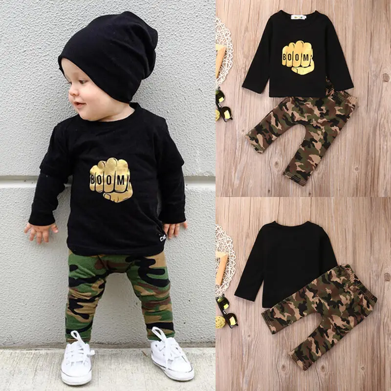 Camouflage Newborn Baby Boy Toddler Clothes Set T Shirt