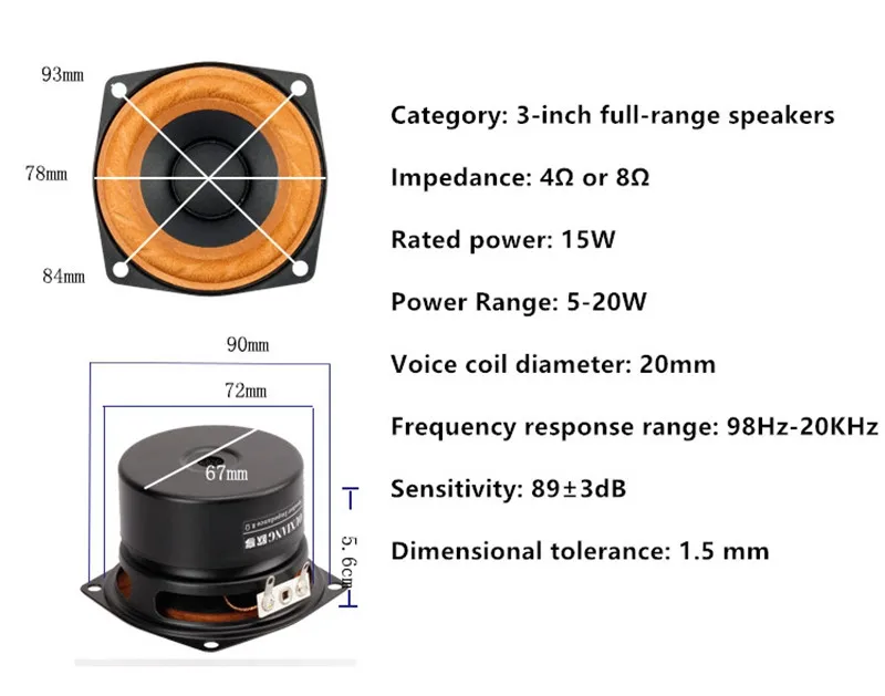 OUX Audio Labs 3 дюймов HiFi полный диапазон частот колонки 4, 8 Ом круговой/квадратный arc ВЧ-драйвер блок Средний бас комплект DIY