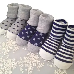 Теплые уютные носки (12 пар) для детей от 6 месяцев до 5 лет в горошек звездочку и полоску носки для новорожденных зимние носки из чистого