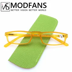Sleek Ultralight Rectangular Reading Glasses with Spring Hinge - +275 (Rubber yellow)