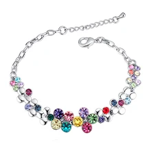 Летний стиль, романтичный цветочный дизайн, кристаллы из австрийского браслета, женские свадебные браслеты, ювелирные украшения