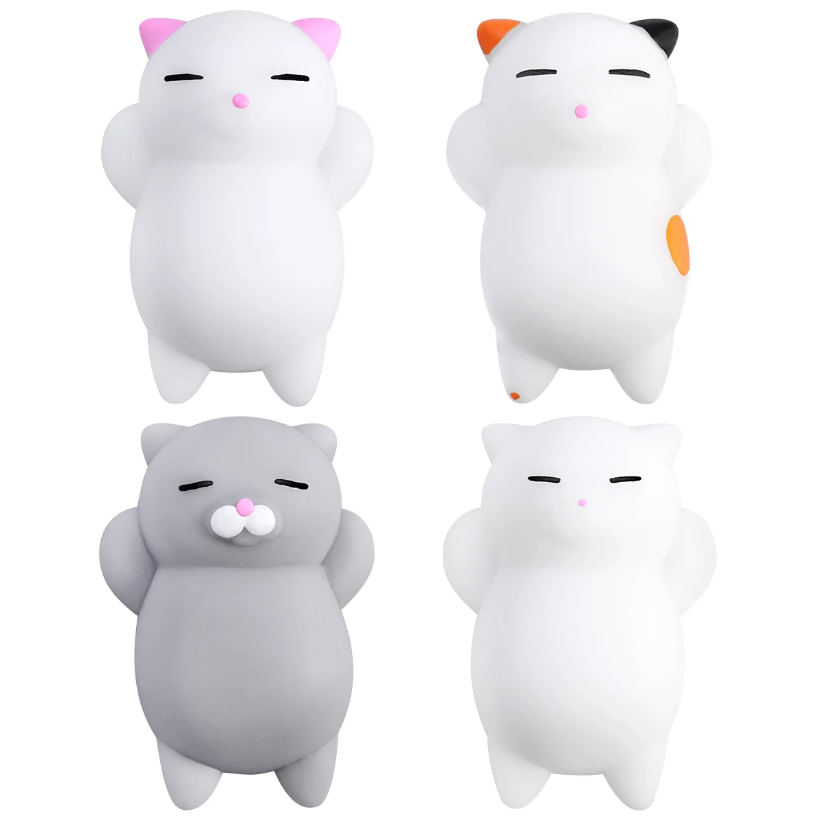 4 Pcs Lot Kawaii Lucu Mochi Cat Kitten Lembut Simulasi Kartun