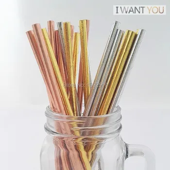

Hot Sale New Environmental 11000 PCS Rose Gold /Silver Paper Straw For Wedding Birthday Prom Bar/Pub Supply