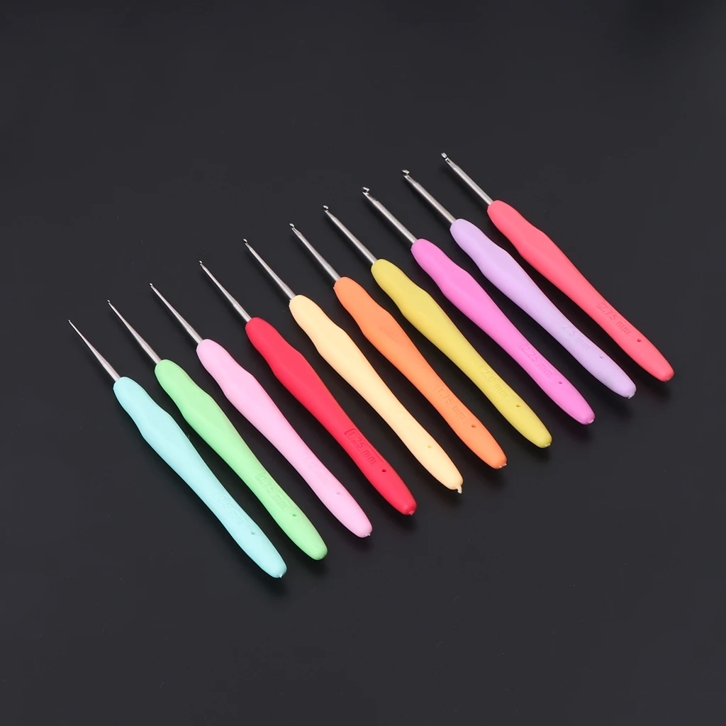 

1PC Metal Knitting Needles Crochet Hooks Tool With Ergonomic Grips 0.5-2.75mm