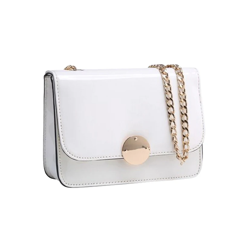 

Women Messenger Bags Cover Hasp Chain Shoulder Bags Zipper Patent Leather Ladies Bags with Lock Small Flap Female Crossbody Bags