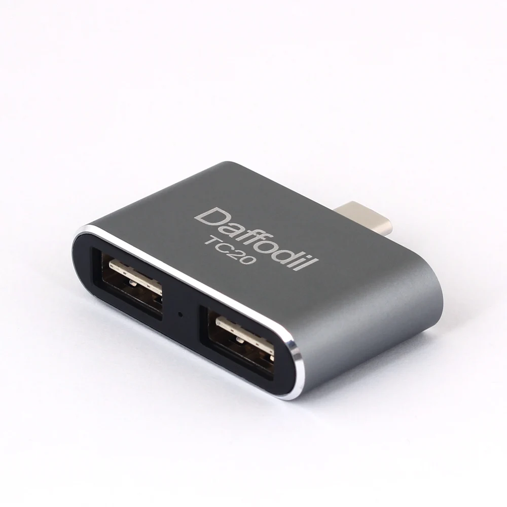 

Daffodil TC20 USB Type C OTG Adaptor Type C to Dual Standard Type A USB 2.0 On The Go Double Socket Adapter for Nexus 5x