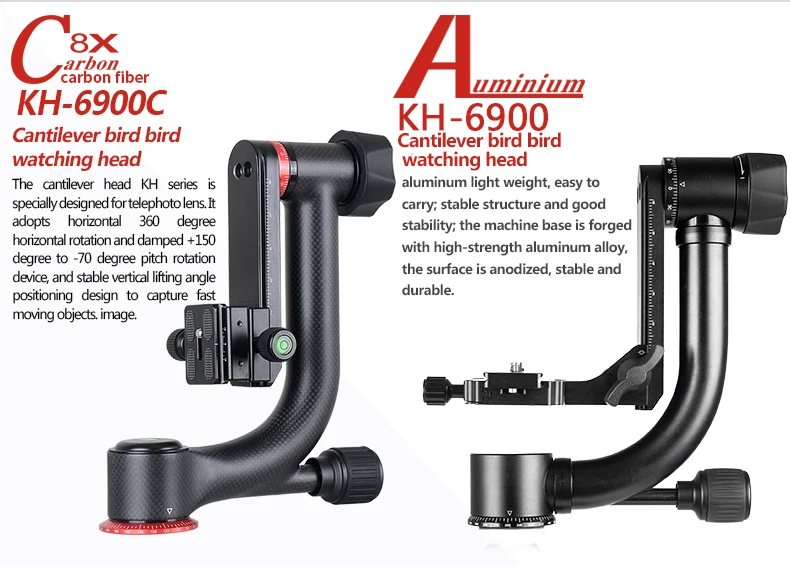 KINGJOY официальный KH-6900/6900C шарнирная головка Профессиональный штатив шаровая Головка для DSLR камеры и панорамной жидкости 360 градусов