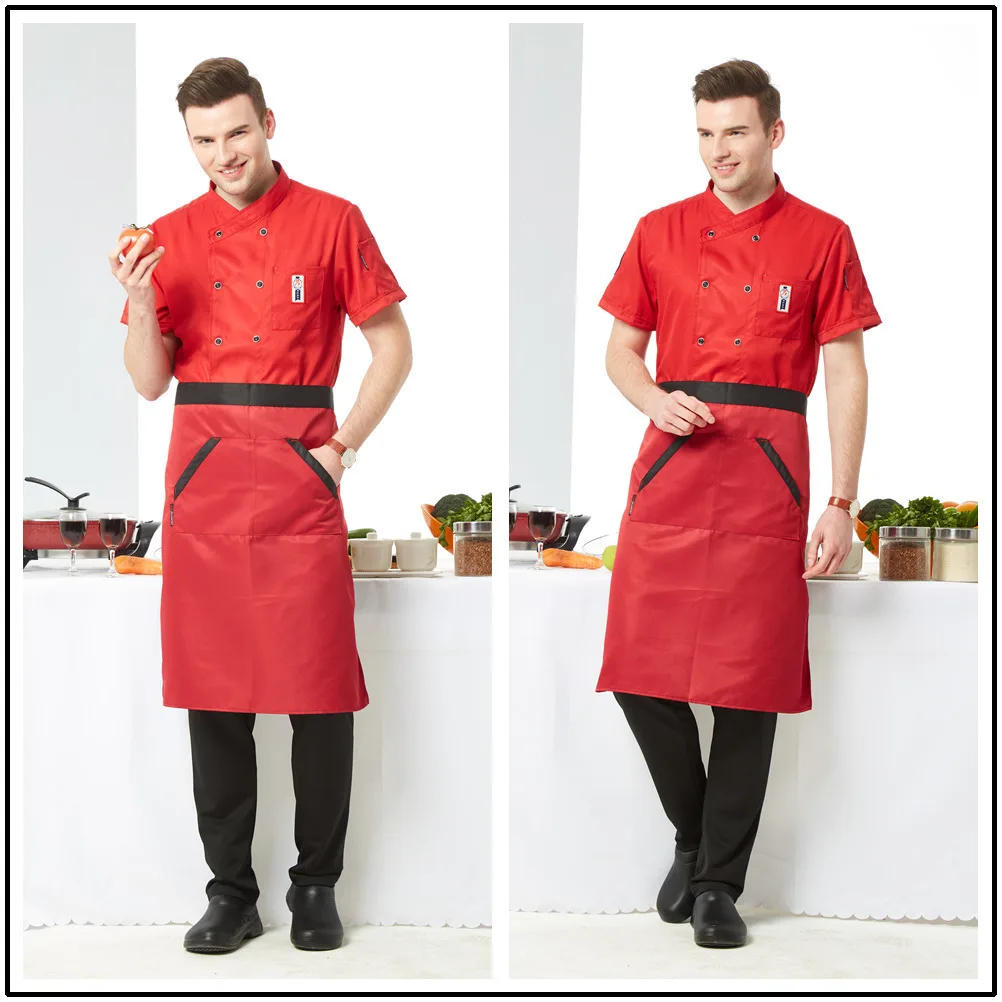 Двубортная верхняя одежда для повара на одно плечо с короткими рукавами для гостиницы, кухни, форма для повара, булочная, Парикмахерская