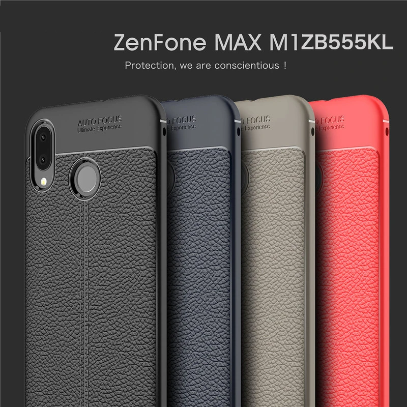 ZB555KL чехол для Asus Zenfone Max M1 Zb555KL с защитой от капель с текстурой под кожу Мягкий силиконовый чехол, Не доставая его из чехла Zenfone Max M1 Zb555KL 5," Coque