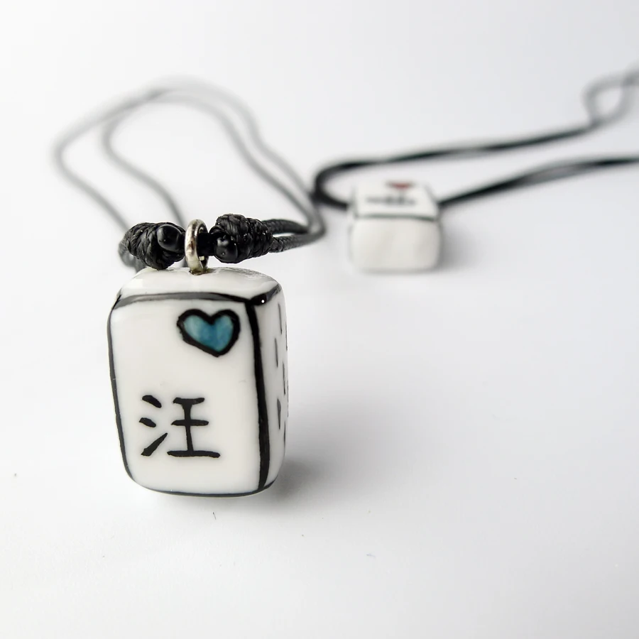 

Chinese Character Ceramic pendant Necklaces Lovers fashion jewelries Free shipping #EY113
