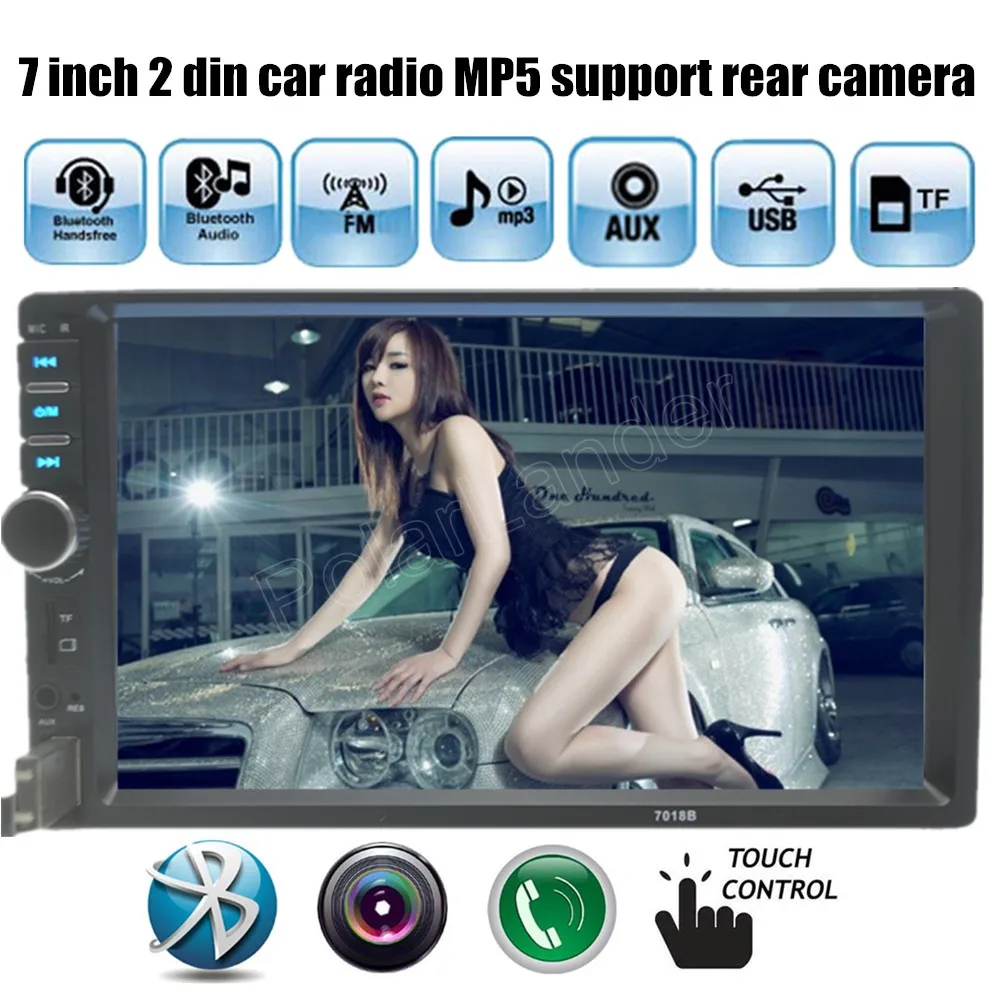  2 Din Car MP3 Player 7 inch 1080HD  Touch Screen Bluetooth Car Stereo Radio Player FM/MP5/USB/AUX Car  support rear view camera 