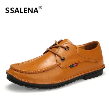 

Men British Style Casual Leather Shoes Male Classic Lace-Up Soft Sole Fashion Shoes Men Comfortable Oxfords Flats Shoes AA51976