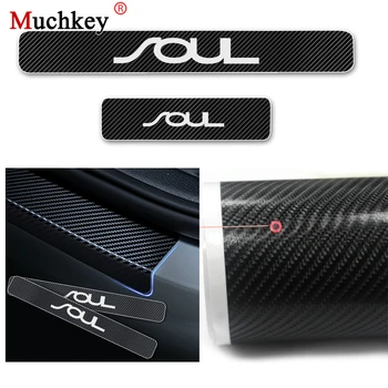 

4D Carbon Fiber Vinyl Stickers For Kia Soul Sportage VQ Borrego Carens Carnival Car Door Sill Scuff Plate Welcome Pedal 4Pcs