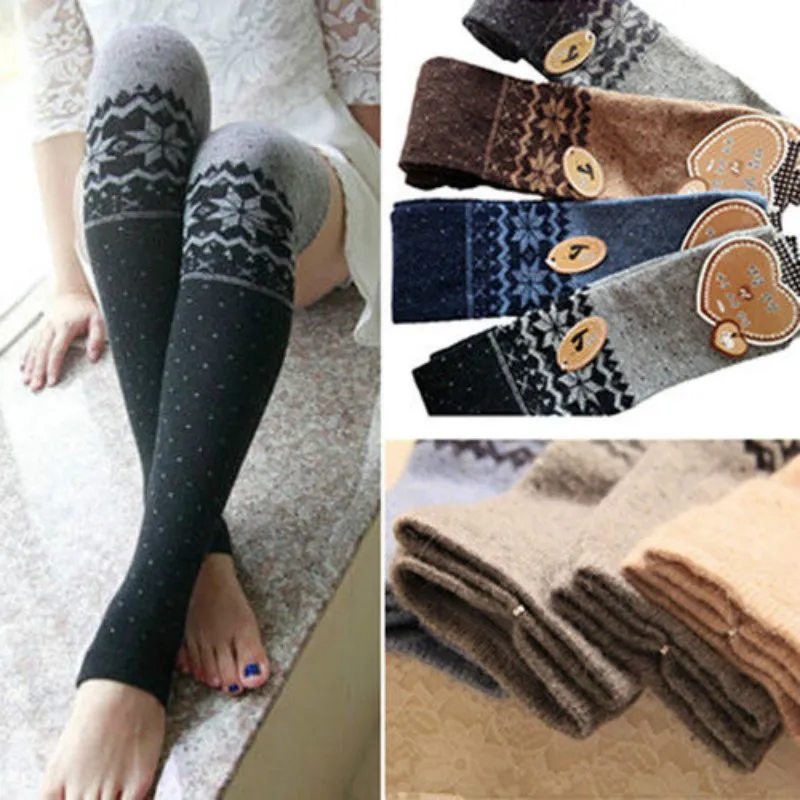 Christmas Santa Women Snowflake Thick Stockings Thigh High Leg Warmers Winter Lady Over Knee Boot Cuff Stocking | Женская одежда