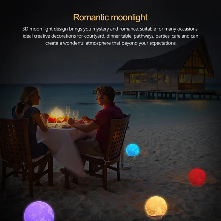 Chiclits LED Moon Lamp 3D USB Magical Moon Night Light 10CM Table Touch Sensor Color Changing Home Bedroom Decoraction Child Kid Girl Gift (15)
