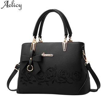 

Aelicy Female Flower Rose Printing Handbag For Women PU Leather Women Bowknot Crossbody Bag High Quality Fake Designer Handbags