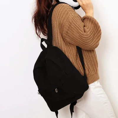 Простой классический дизайн, хорошее качество, холщовая женская сумка, студенческий школьный рюкзак для книг, повседневная сумка - Цвет: black small size