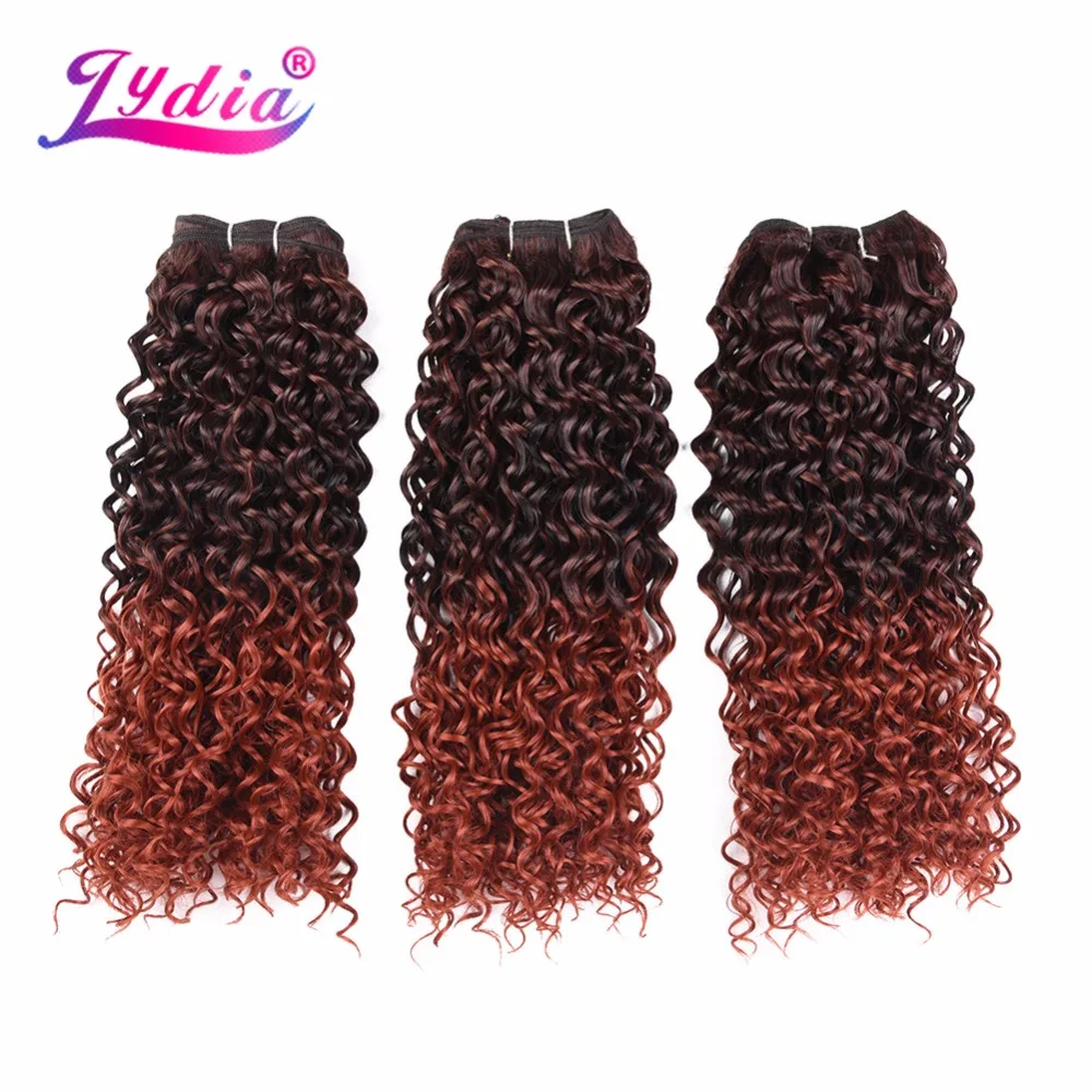 Lydia Two-Tone Ombre Color Synthetic Hair Bundles Curly Wave 10-24 Inch 3PCS/Lot Hair Extension No Shedding