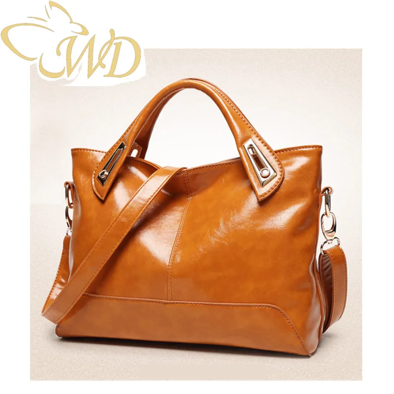 

Women's Bag 2019 New Fashion Simple Oil Wax Leather Women's Shoulder Crossbody Bag Big Capacity Tote Handbag