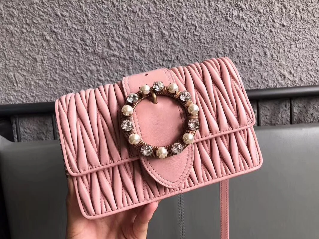

2018 New Tide Leather Handbag Sheep Skin Fold Retro Lady Set Auger Bag Lady Small Package