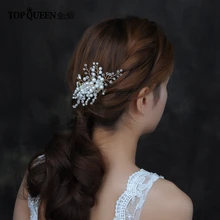 TOPQUEEN HP136 свадебный гребень для волос ручной работы элегантный головной убор невесты жемчужная ветвь цветка булавка свадебный головной убор для женщин подружки невесты