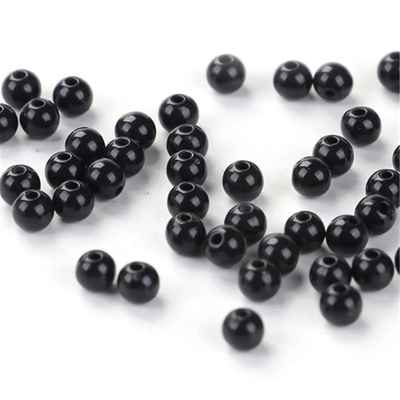 DoreenBeads круглые акриловые бусины чёрный искусственный жемчуг для