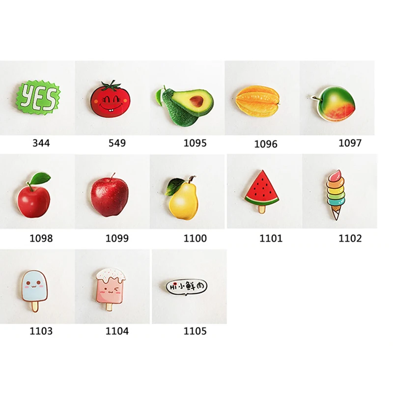 

1 PC Acrylic Brooches Cartoon Fruits Apple Pear Ice Cream Brooches Backpack Student Clothes Brooches Pins Bag Decor Brooch Badge