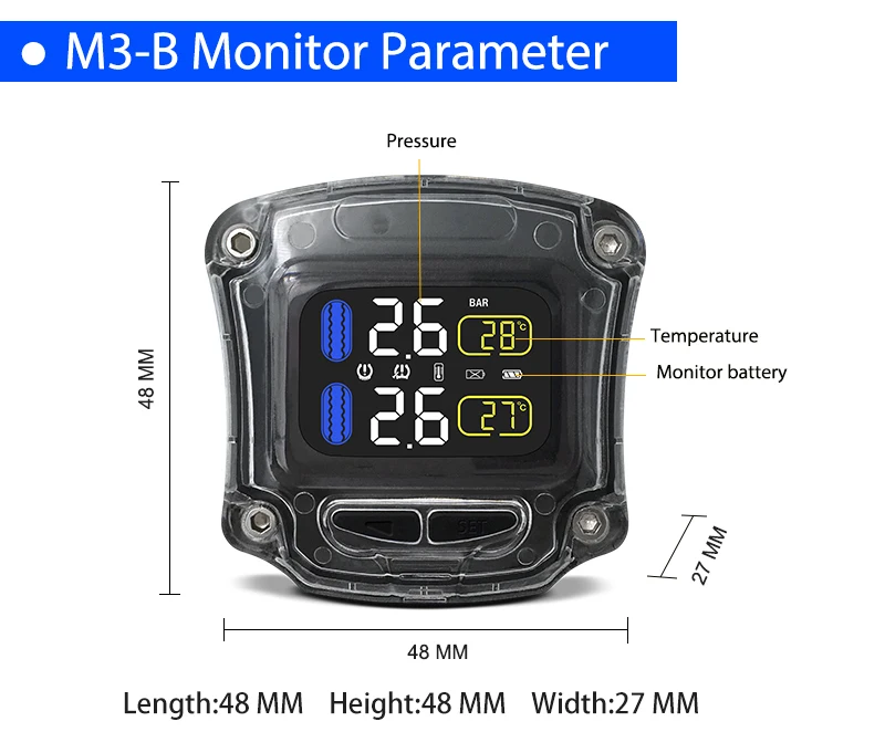 Мотоцикл Водонепроницаемый TPMS с 2 внешними сенсорный ЖК-дисплей беспроводной сигнализации двигателя Eletronics WI сенсор s