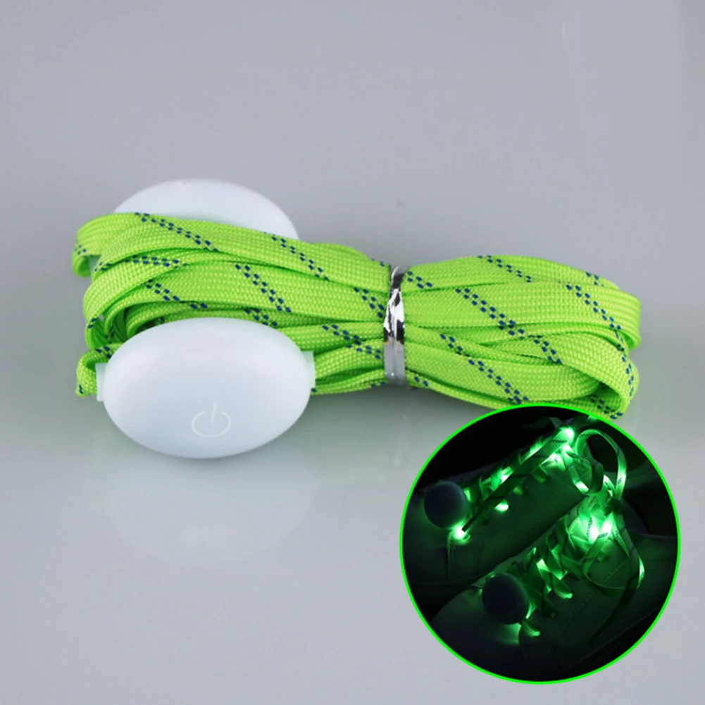 1 пара светодиодная светящаяся вспышка нейлоновые шнурки для обуви вечерние шнурки для бега диско - Цвет: Зеленый