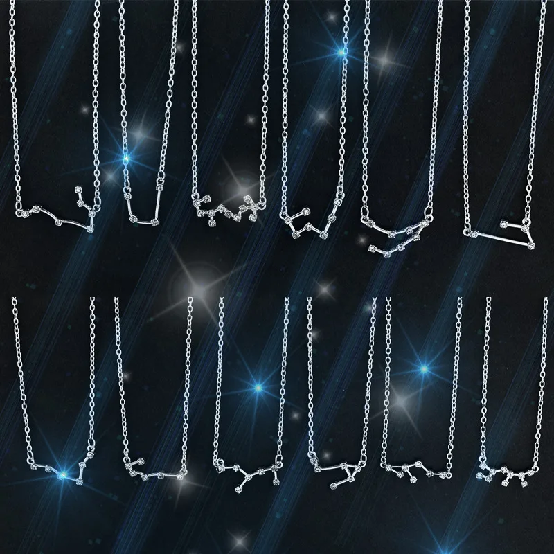 12 Созвездие Кристалл Знак зодиака кулон цепочки и ожерелья для женщин обувь девочек Серебряный Золотая цепочка-чокер дружбы