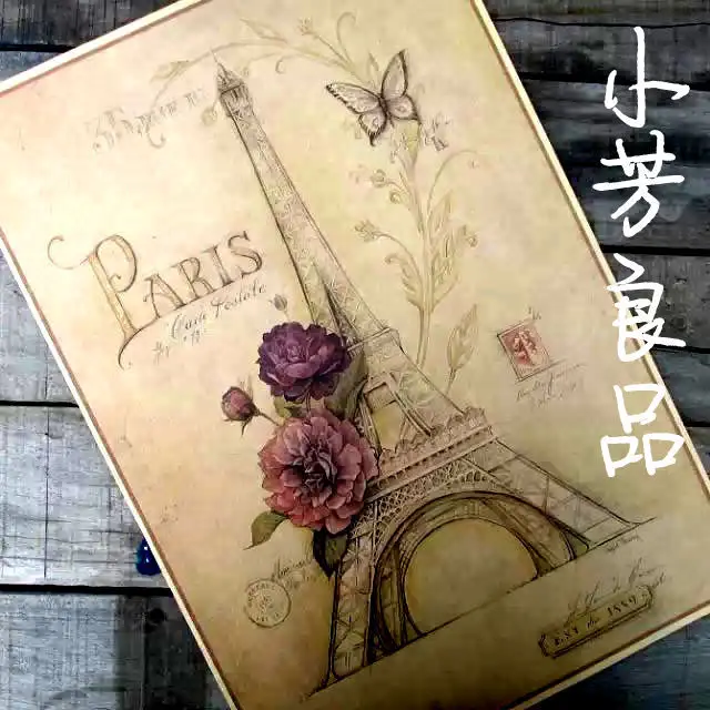 2016 Бросился Наклейки На Стены Бабочка Париж Bloosom Эйфелева Башня Бумаги Плакат Главная Декор Стены Старинные Картины Декоративные
