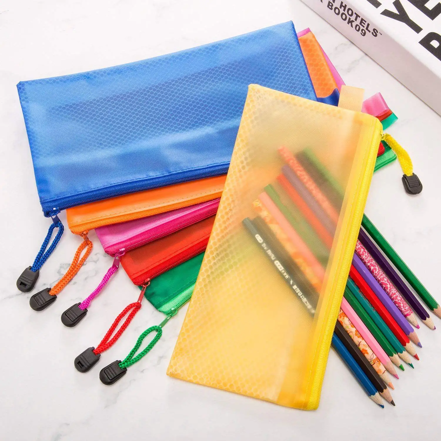 Горячая-12 шт. 6 цветной карандаш сумка на молнии сумки для файлов водостойкий двойной слой для ручки сумка Косметика принадлежности