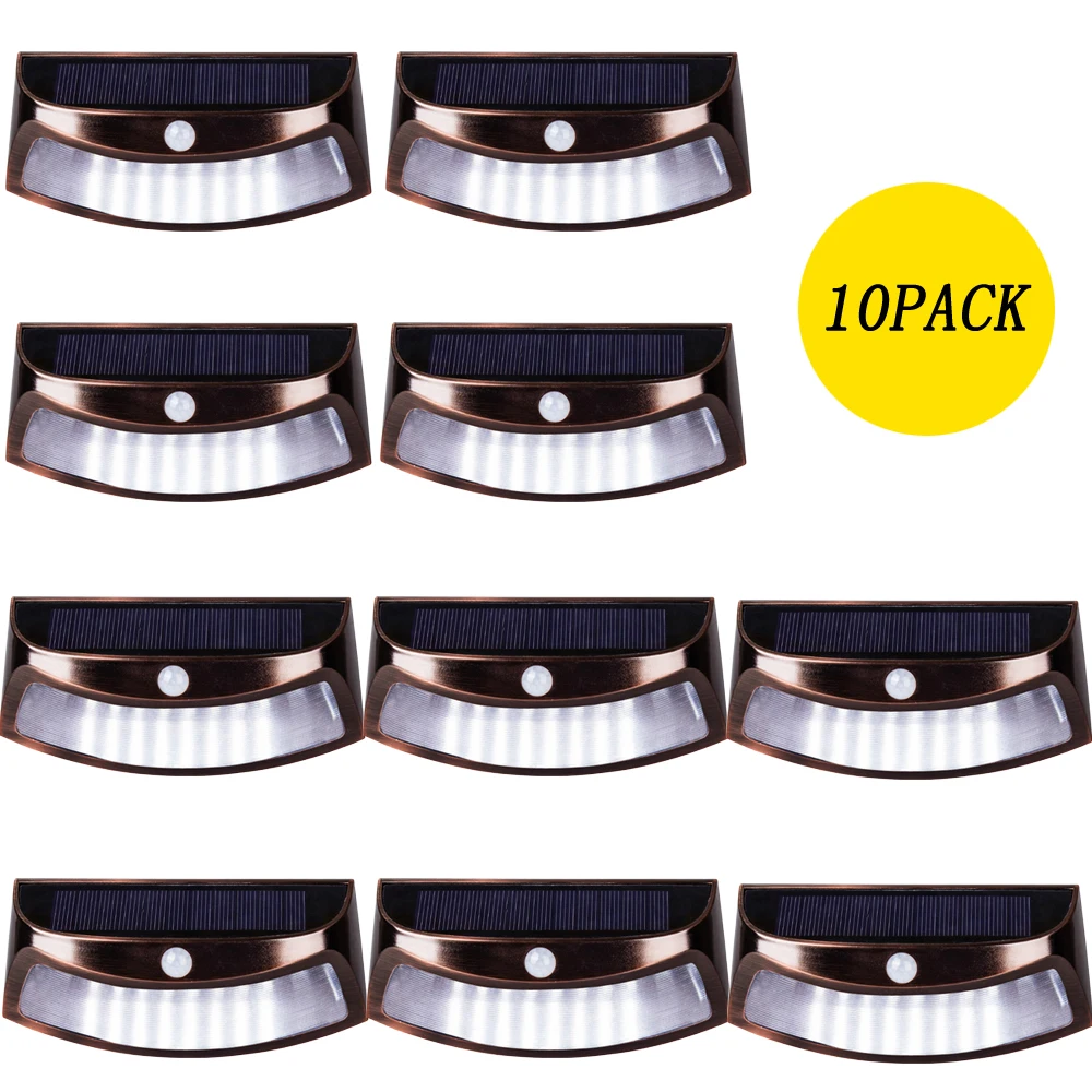 

T-SUNRISE 10PCS PIR Motion Sensor LED Solar Light 8 LEDs Waterproof Sensor Light Bright Outdoor Lighting Path Corridor Wall Lamp
