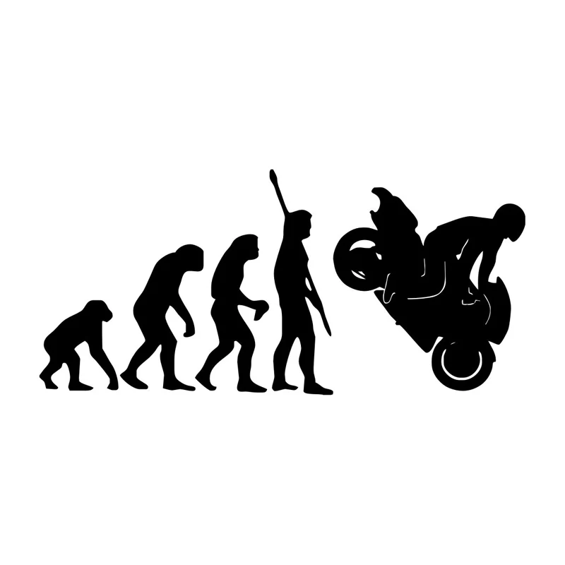 

18.3*8.5CM Fashion Human Evolution Motorcycle Car Stickers Personalized Vinyl Reflective Decals Black/Silver C7-0688