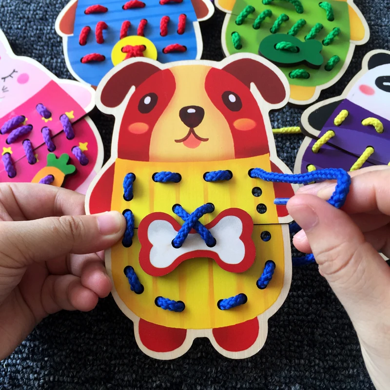 5pcs/set Animals Wood Puzzles Montessori Toys Kids Puzzle Early Learning Educational Finger Toy Wooden Board Game Novelty Gifts
