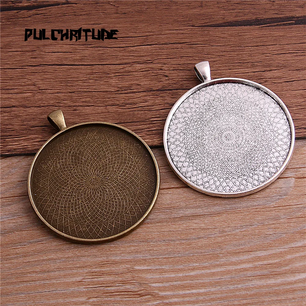 

2pcs 45/50/58mm Inner Size 2 Colors Plated Classic Style Cabochon Base Setting Charms Pendant Tray
