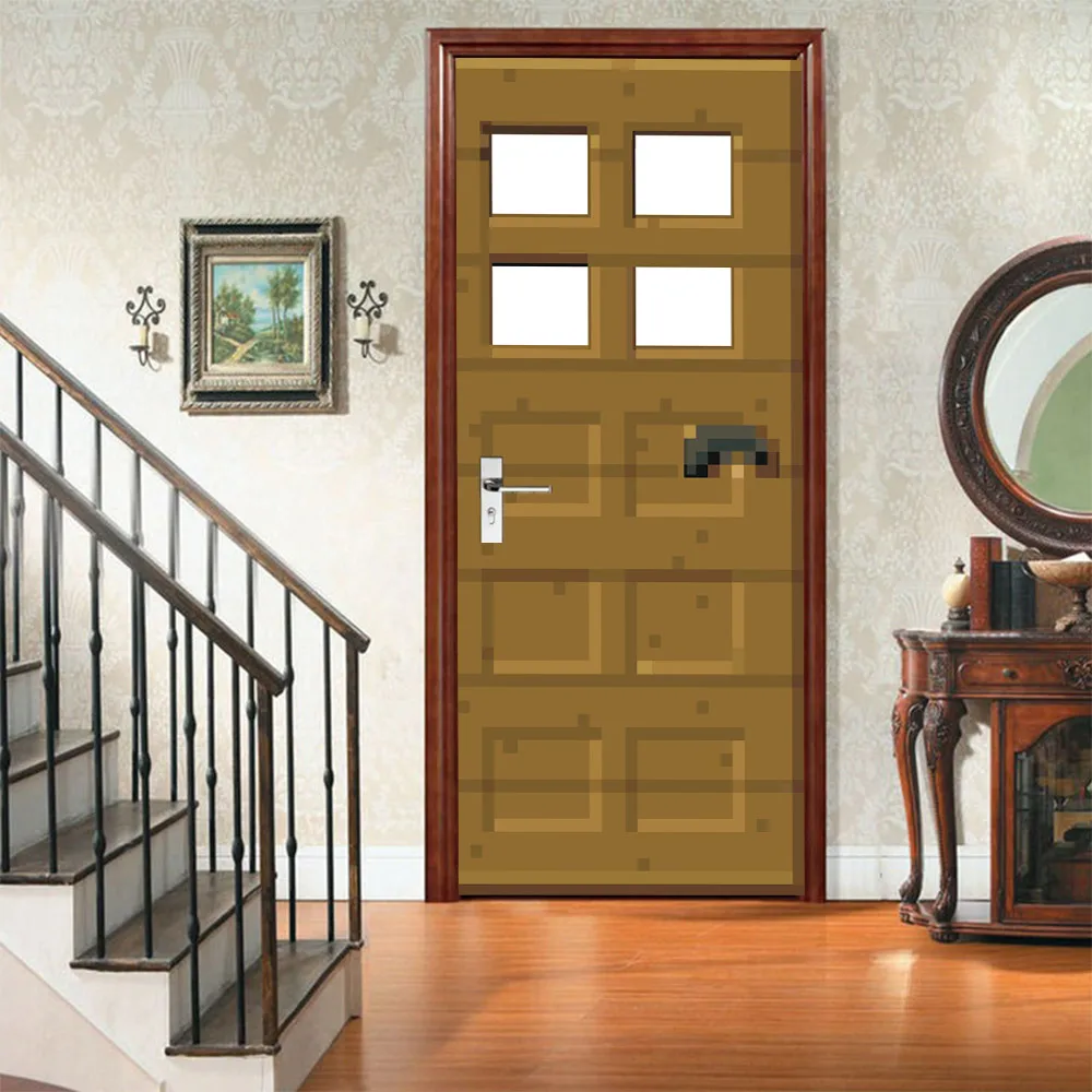 

3D Door Stickers Creative Retro Wooden Door Waterproof Living Room Bedroom Door Removable Wallpaper Self Adhesive Wall Decals