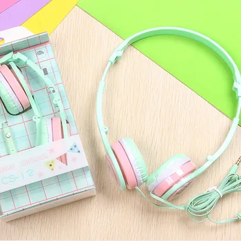 

Cute Headphone Colorful 3.5MM Stereo Music Universal Headset With Mic Kids Girls Earphone For MP3 MP4 Samsung Phones