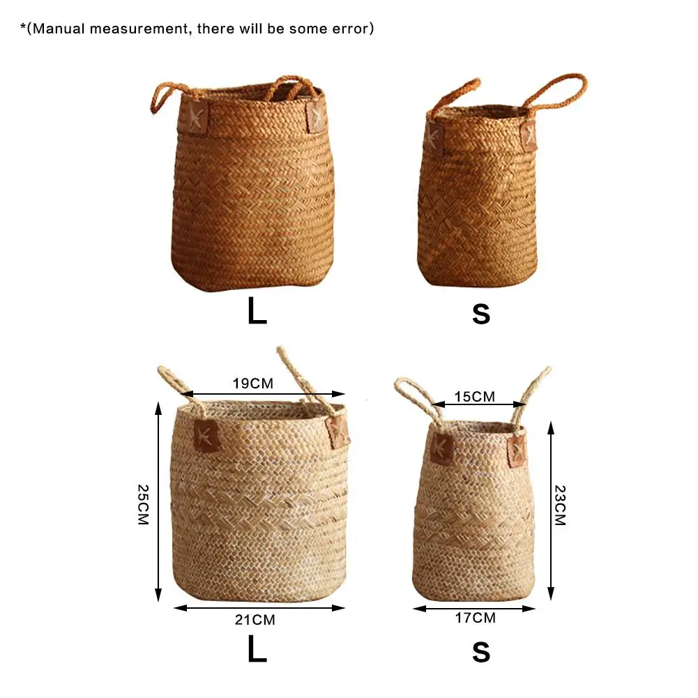 Preise Faltbare Natürlichen Gewebt Seegras Bauch Lagerung Korb Blumentopf Klapp Korb Weben Schmutzige Bekleidungs Obstkorb 2 Größe