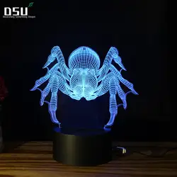 Красочный USB паук Форма 3D иллюзия Лампа Бытовая спальня офис светодио дный LED Настольная лампа ребенок ночные светильники Рождественский