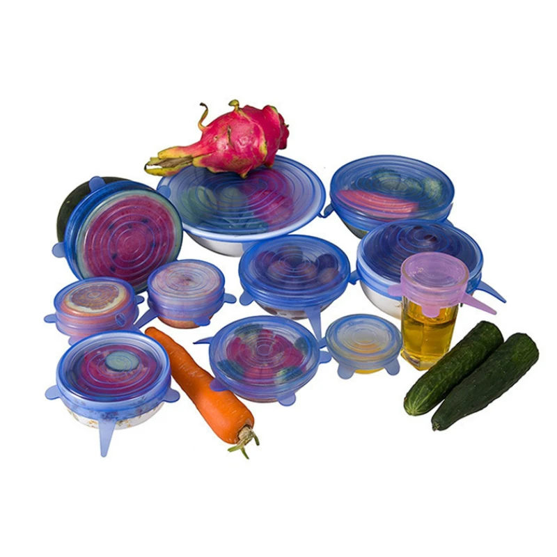 

6PCS/Set Universal Silicone Stretch Lid Cover Suction Lid-bowl Pan Cooking Pot Pan Spill Lid Stopper Cover Kitchen Gadgets